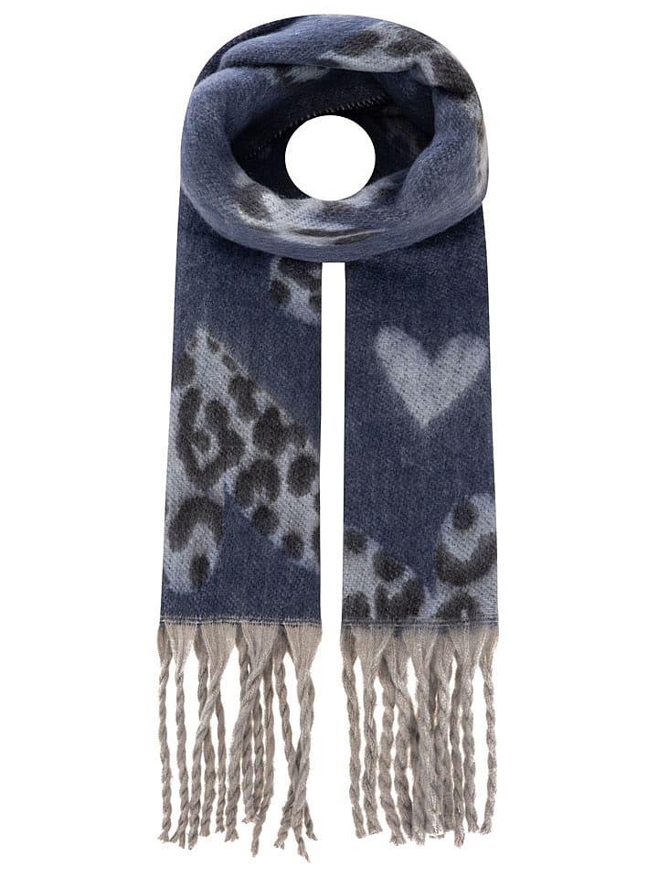 Zwillingsherz Schal "Herz Leo" in Blau - (L)220 x (B)40 cm - onesize