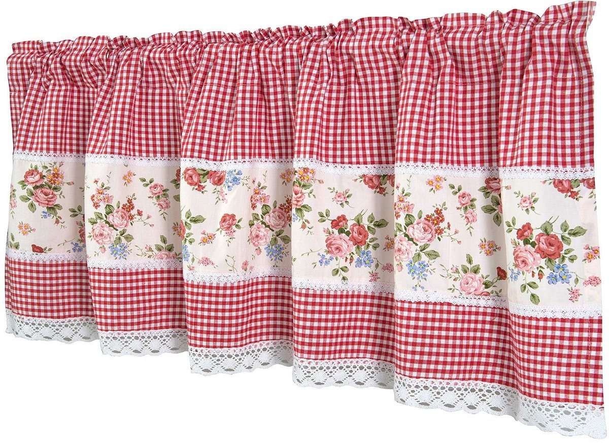 Unyqoos Stijlvolle korte vitrage met bloemenpatroon voor keuken of woonkamer, transparant