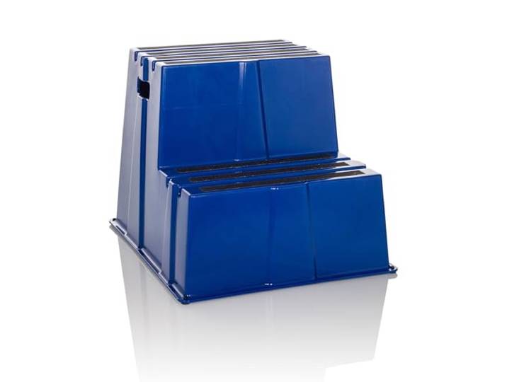 hjh OFFICE Tabouret marchepied TIO-E2 antidérapant pour Usage Domestique et Commercial 2 marches\, Dimensions (H x L x P): 51 x 57 x 65 cm\, 830121\, Bleu