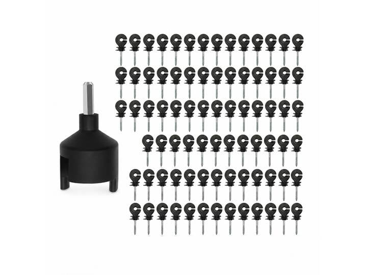 80 isolateurs de clôture électrique, 1 kit d'outils d'installation, isolateurs de poteau à clipser en plastique pour poteaux en T et poteaux en bois, pour fermes et ranchs