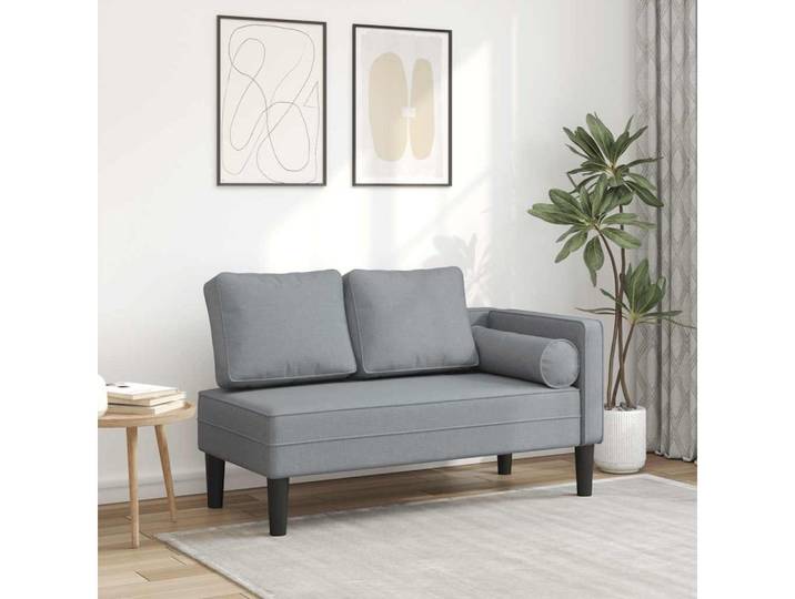 vidaXL Chaiselongue, Chaiselongue mit Kissen Hellgrau Stoff