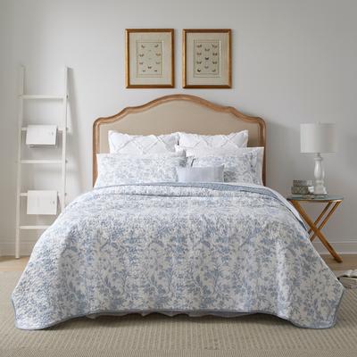 Laura Ashley Amberley Cotton Reversible Blue Quilt Set