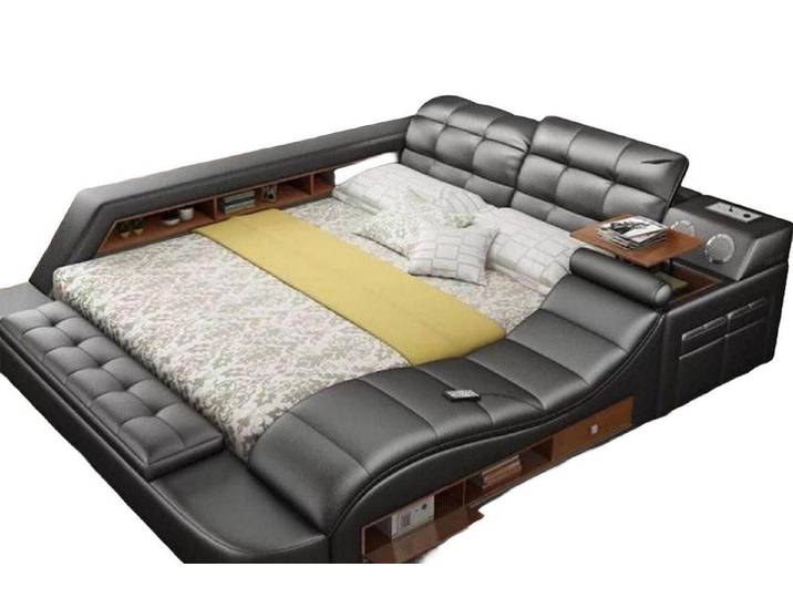 JVmoebel Multimediabett Chesterfield Doppelbett im Luxus Design mit Multifunktionalität (1-tlg., 1x Bett ohne Couchtisch), Made in Europa