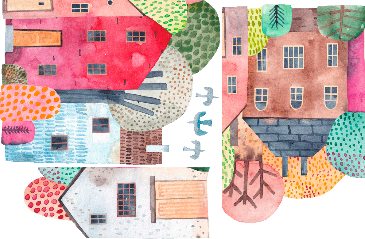 Ambiance-sticker Stickers maisons à l'aquarelle