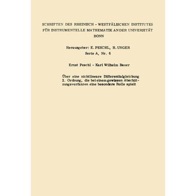 Über eine nichtlineare Differentialgleichung 2. Ordnung die bei einem gewissen Abschätzungsverfahren eine besondere Rolle spielt, Taschenbuch von