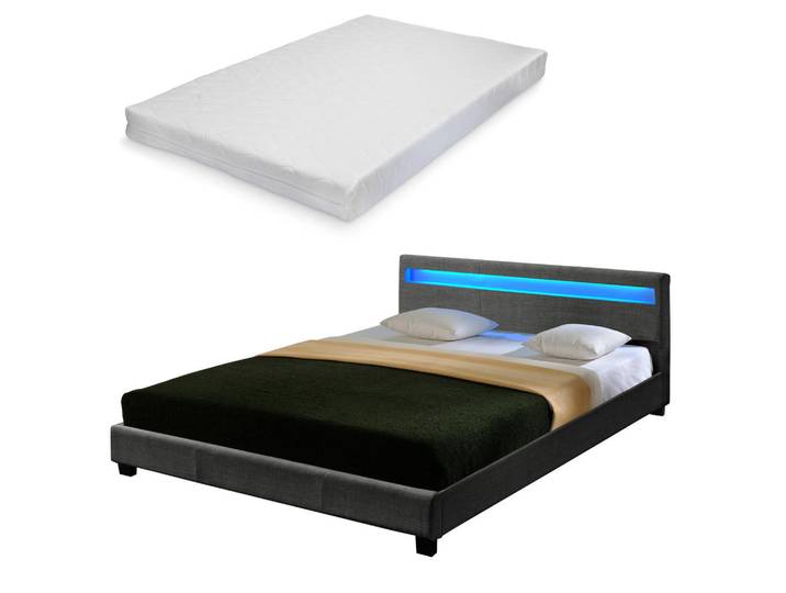Corium Polsterbett Skagen mit Matratze, Dunkelgrau, Textil, 180x200 cm, Schlafzimmer, Bett, Polsterbetten