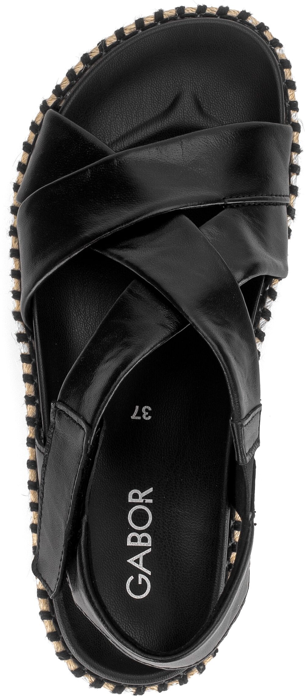 Riemchensandale GABOR, Damen, Gr. 38, Synthetik, schwarz, Nappaleder, Schuhe Riemchensandale, Plateau, Sandalette mit weichen Riemchen schwarz 38, Synthetik