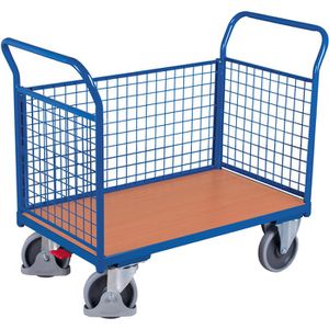 VARIOfit Transportwagen Dreiwandwagen sw-600.301, 1000 x 575 mm, mit Zentralbremse, Tragkraft 500 kg