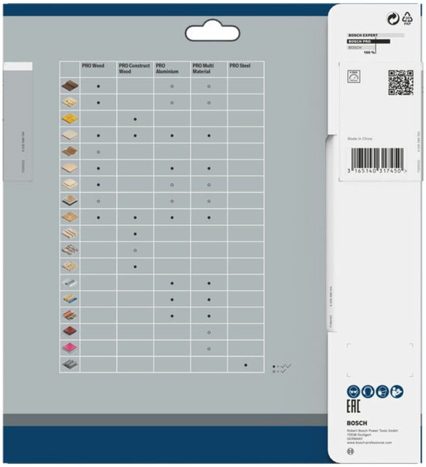 Bosch Kreissägeblatt Multi Material, 216 x 30 x 2,5 mm, Körnung: 80 (2608640447)