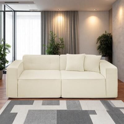 "78.74"" Teddy Velvet 3-Seater Sofa with Full Foam Cushions and Deep Seating"