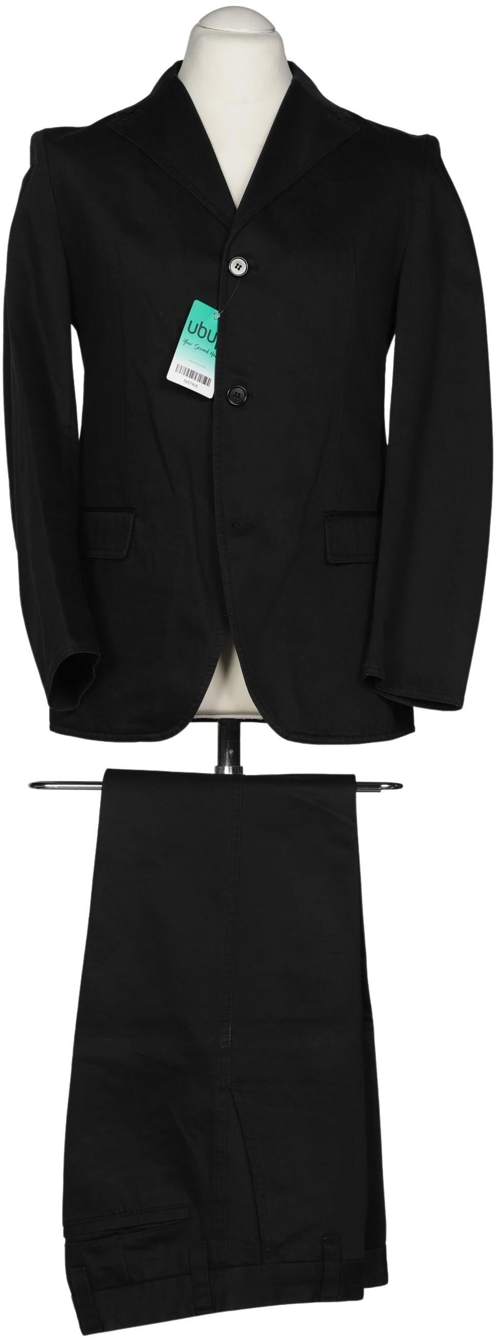 Hugo by Hugo Boss Herren Anzug, Schwarz, Gr. EU 46, Baumwolle - Second Hand