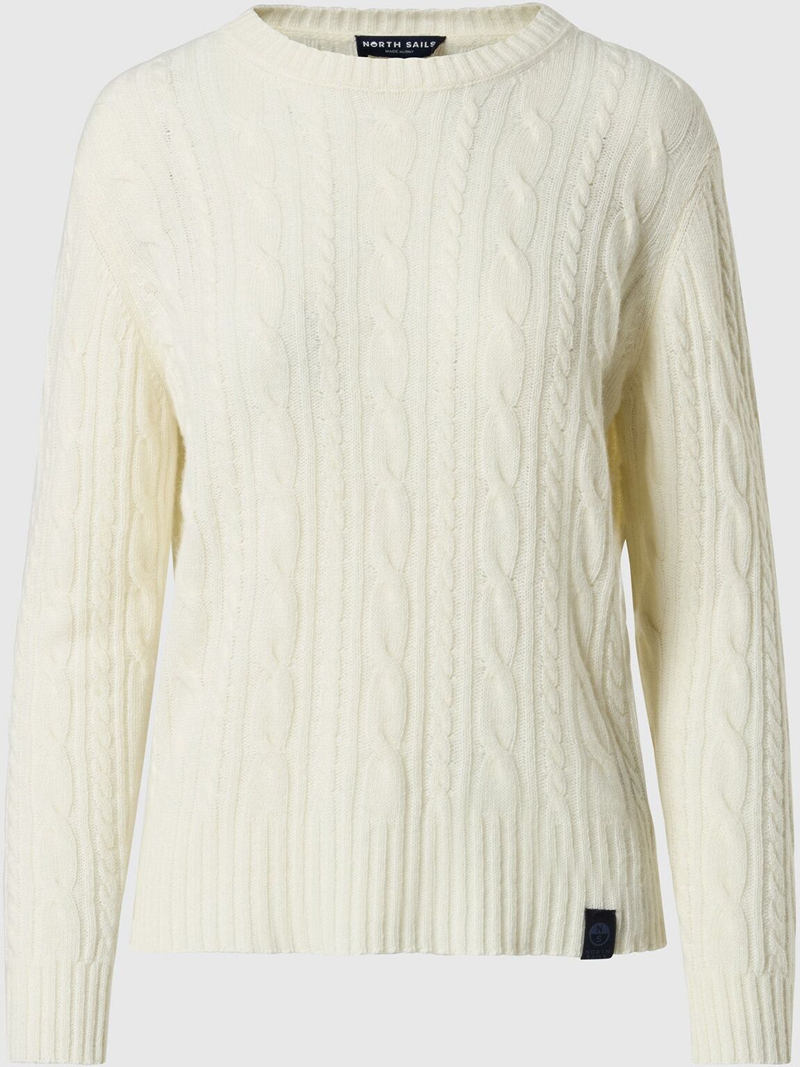 North Sails Rundhalspullover in Zopfstrick Marshmallow S