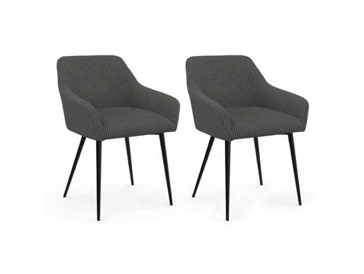 IDMarket - Set aus 2 Esszimmerstühlen, Tischsesseln Jany aus grauem Cordstoff