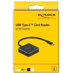 Delock USB Type-C Card Reader für SD Express (SD 7.1) Speicherkarten, Speicherkartenlesegerät, Schwarz