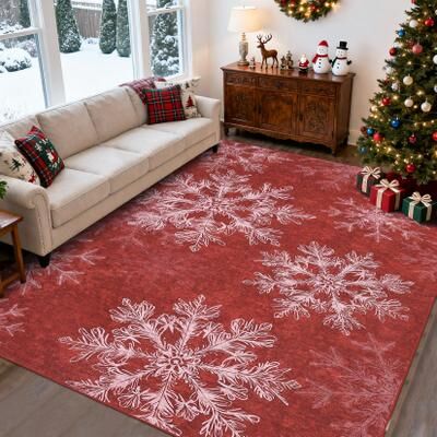 Garvee Christmas Snowflakes Indoor Soft Area Rug