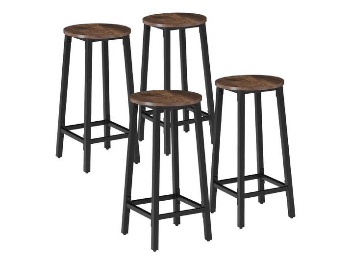 tectake Barhocker Barstühle mit Fußstützen aus Holz und Stahl, Sitzhöhe 72.5 cm (Bistrohocker Keynes, in Industrial Holz dunkel, rustikal), mit höhenverstellbaren Kunststofffüßen