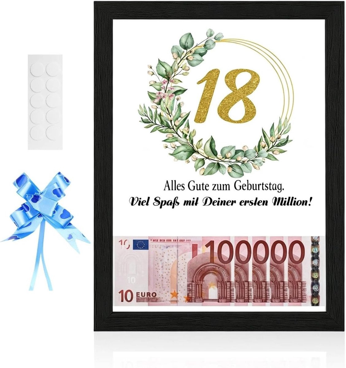 Fotolijst voor geldgeschenk met motief Deine erste Million voor verjaardagen en feestelijke gelegenheden