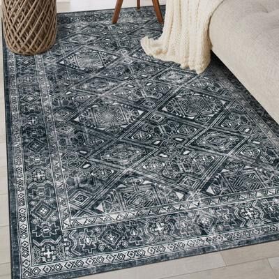 World Rug Gallery Transitional Bohemian Distressed Washable Non-Slip Area Rug