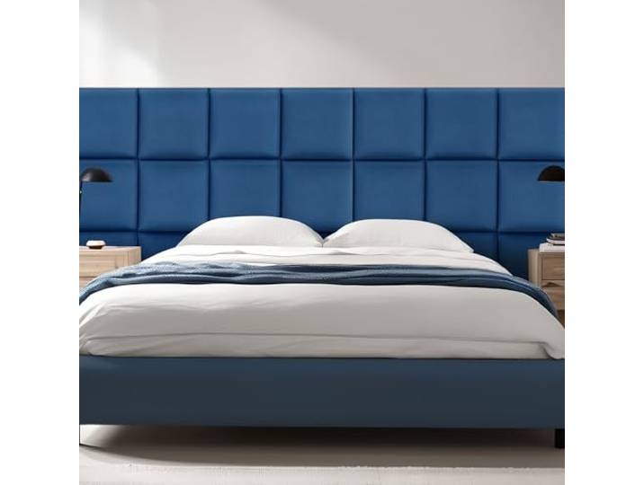 [neu.haus] Wandkissen Carpino 4er Set 30 x 30 cm Wandpolster Samt Navyblau Wandpaneele gepolstert Kopfteil für Bett Polsterpaneel zum Kleben