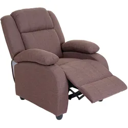 Fernsehsessel Glasgow, Relaxsessel Liege Sessel, Stoff/Textil ~ mahagony