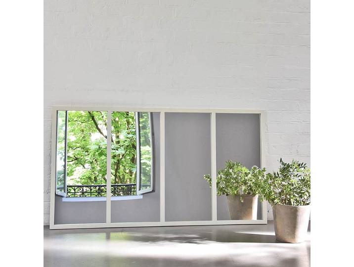 Miroir verrière atelier rectangulaire en métal blanc 140 x 75 cm