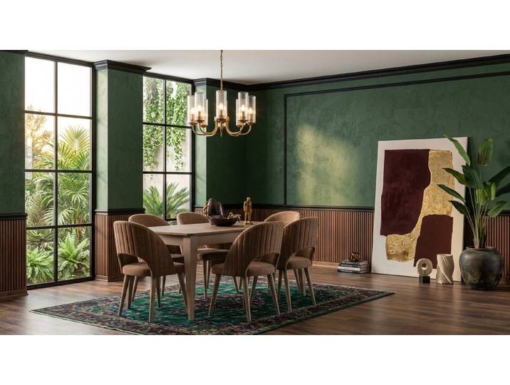 JVmoebel Esszimmer-Set Modernes Esstisch Set Essgruppe Tisch 6x Stuhl Elegantes Design, (7-St., 7-tlg)