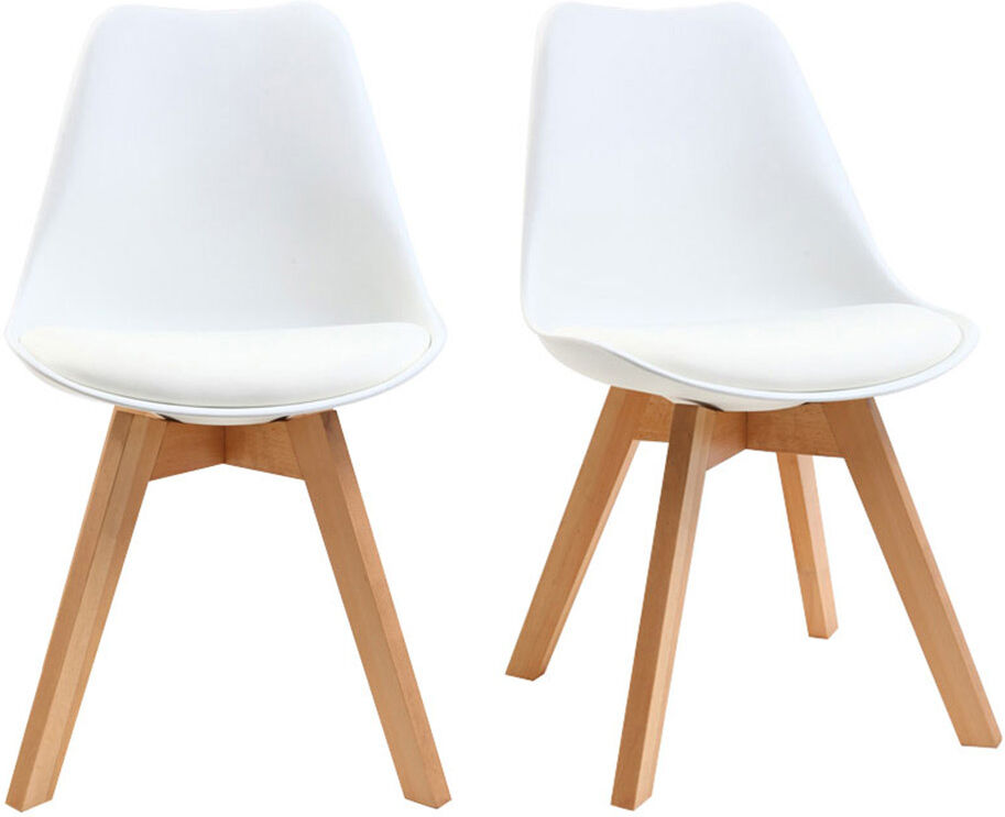 Miliboo Design-Stuhl Holzbeine Weiß 2er-Set PAULINE