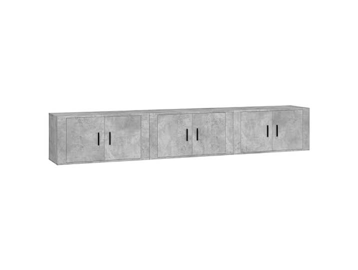 Kaorsrow TV-Wandschrank 3er Set Betongrau 80x34,5x40 cm Holzwerkstoff Moderne Lowboards zur Wandmontage schaffen wertvolle Bodenfreiheit im Wohnzimmer und bieten staubgeschützten Stauraum.
