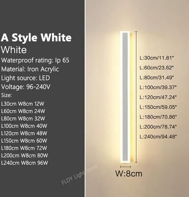 Inspired Living Modern Waterproof LED Wall Light Bar For Outdoor Garden & Villa Decor a Style White l30cm neutral No Remote
