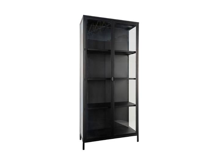 Design Vitrine „Leonies“ aus Metall, 2-türig Schwarz Nordic Living