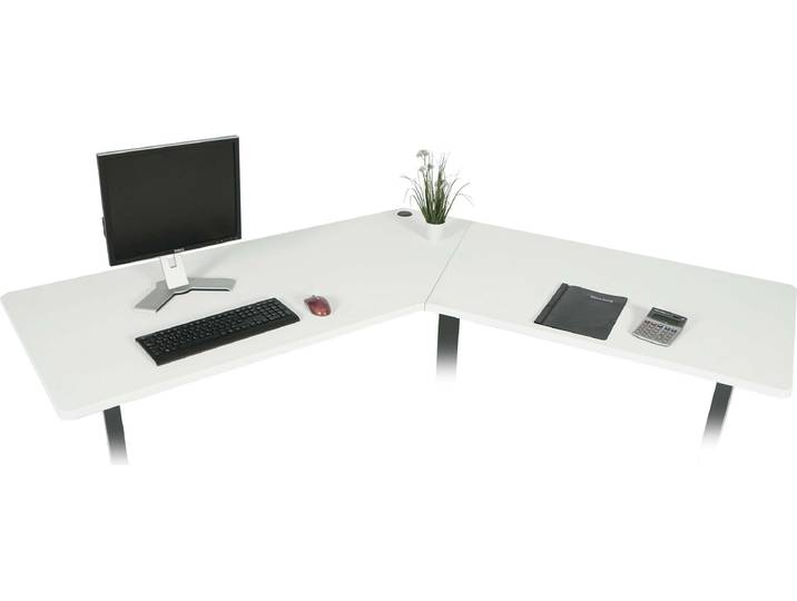 Tischplatte HWC-D40 für Eck-Schreibtisch, Schreibtischplatte, 120° weiß
