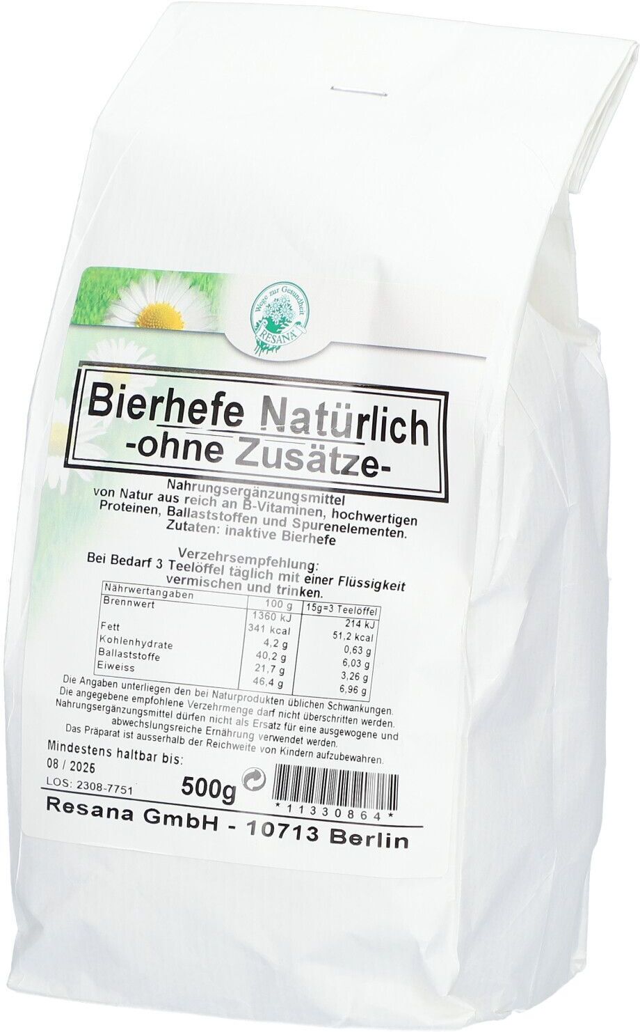 Resana Bierhefe Natürlich ohne Zusätze Pulver 500 g