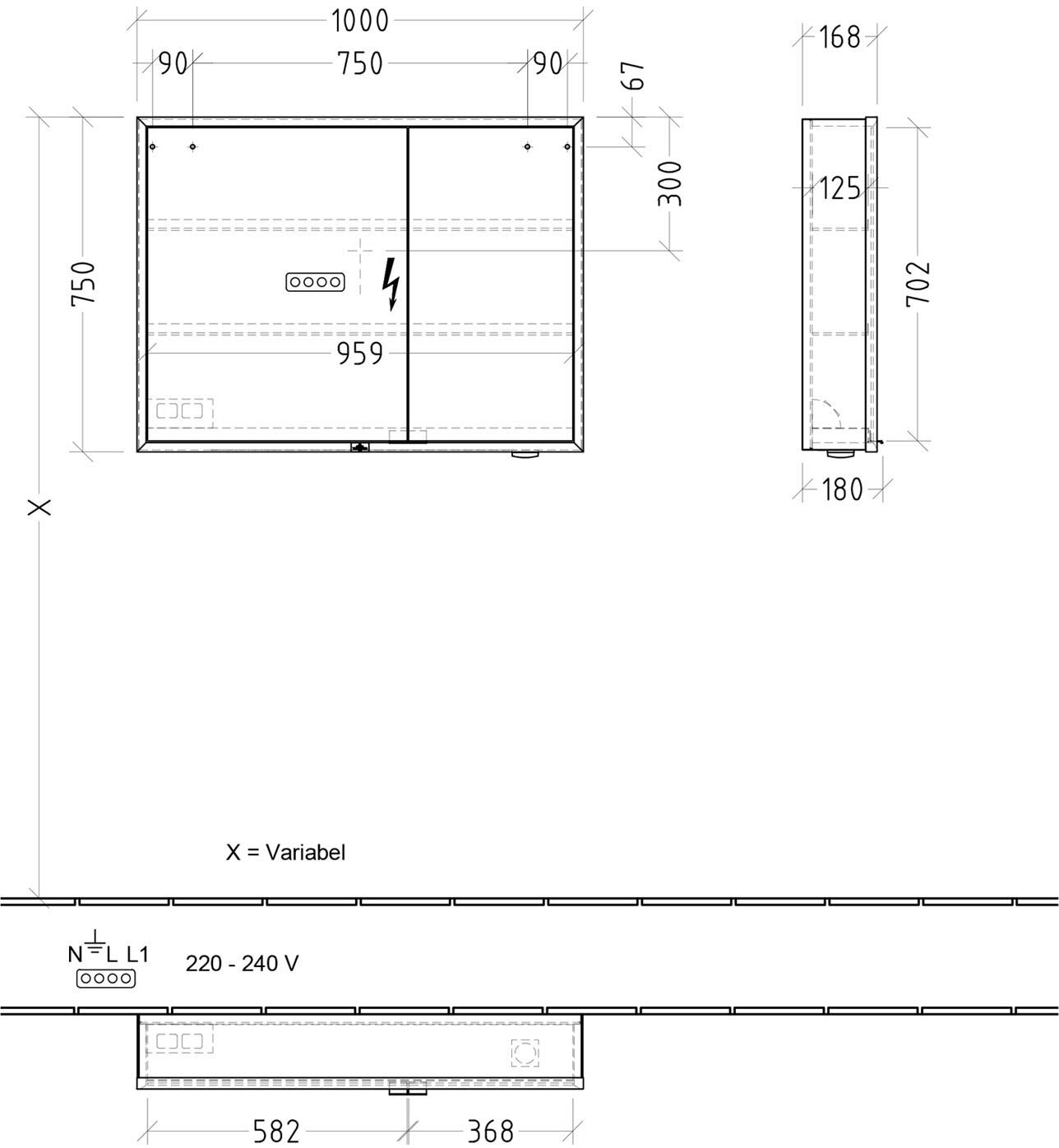 Villeroy & Boch My View+ Aufputz-Spiegelschrank 100 x 75 cm, Badmöbel, B48110AH, wine red - wine red