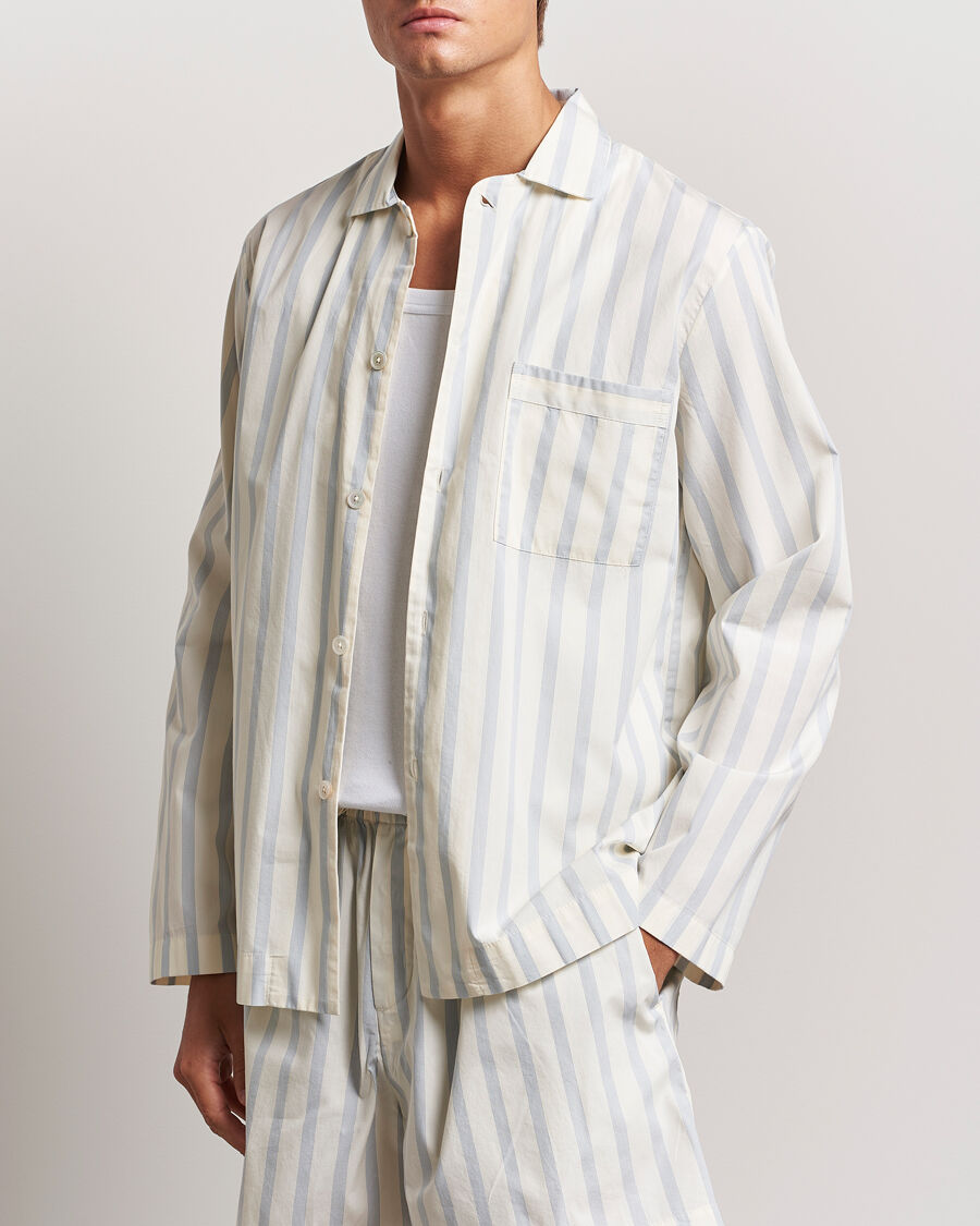 Tekla Poplin Pyjama Shirt Needle Stripes men L Hvid