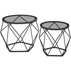 Couchtisch Set in Schwarz, rund, 2-teilig