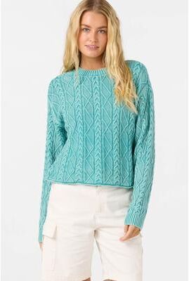 O'Neill s O'riginals Misha Cable Knit Long Sleeve Sweater in Agate Green, Size Medium