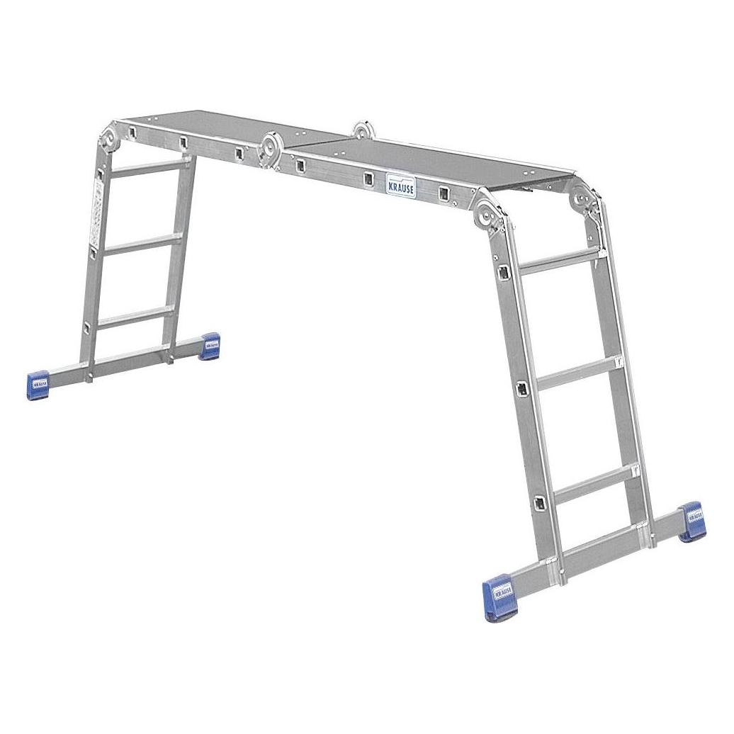 Krause Vielzweckleiter STABILO alu 12 Sprossen, H: 100,0 cm (Anlegeleiter, Stehleiter, 100 cm) (123909 SILBER)
