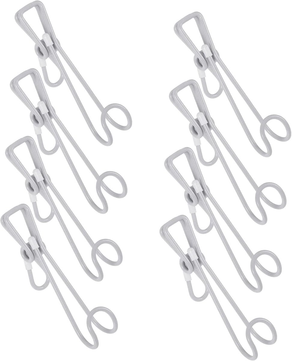 Set van 10 lichtgrijze metalen ophangclips van roestvrij staal