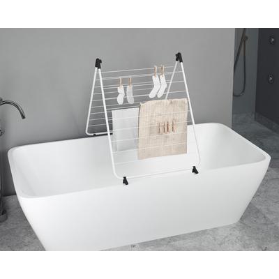 Badewannen-Wäscheständer BISCHOF COLOMBO "BAGNO", silber (silberfarben, schwarz), B:63cm H:68cm, Kunststoff, Stahl, Wäscheständer, 10 m Trockenlänge, zusammenklappbar, Stahl/Kunststoff