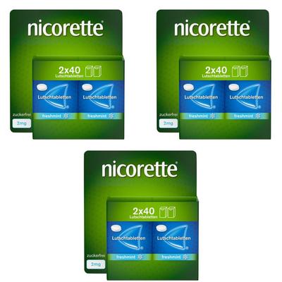 3x Nicorette freshmint 2 mg Lutschtabletten 3x80 St