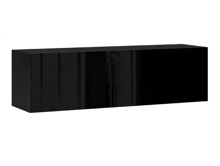 Feldmann-Wohnen Lowboard Vivo (mit Klapptür, mit Beleuchtung, 1 St., moderne Optik, mit Klapptür, mit Beleuchtung), 140x38x40cm schwarz Hochglanz mit Beleuchtung