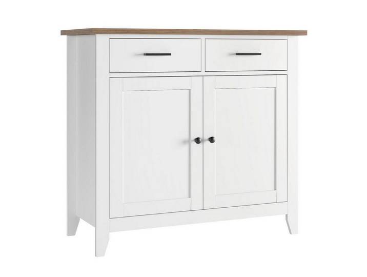 LuxusKollektion Küchenbuffet Küchenschrank Sideboard 2 Schubladen 2 Türen Holz Weiß