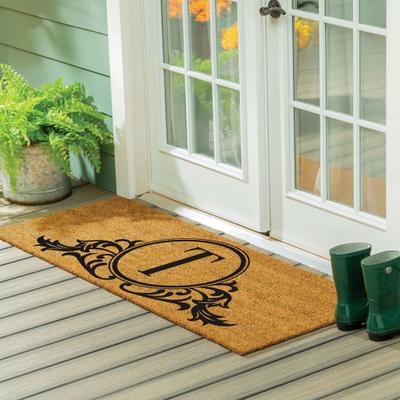 Evergreen 60 in. x 24 in. Wings Monogram Coir Door Mat