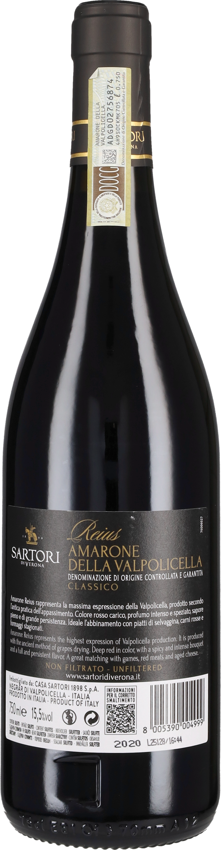 Amarone della Valpolicella Classico 'Reius' Sartori 2020