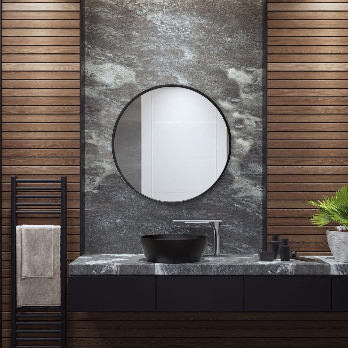 Modugno Ronde Hangspiegel Zwart Ø50 cm