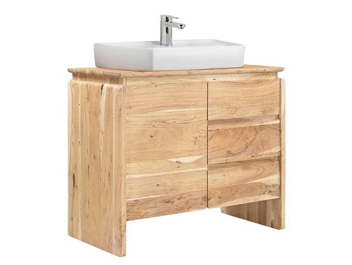 Meuble vasque massif 90cm Beige