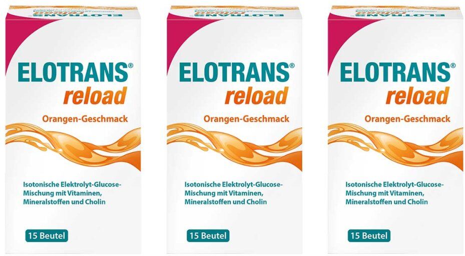 Elotrans Reload Elektrolyt-Pulver mit Vitaminen 3x15X7.57g