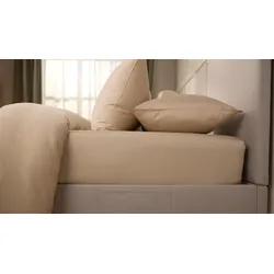 Emma Silken Satin Spannbettlaken | Beige | 90x200cm