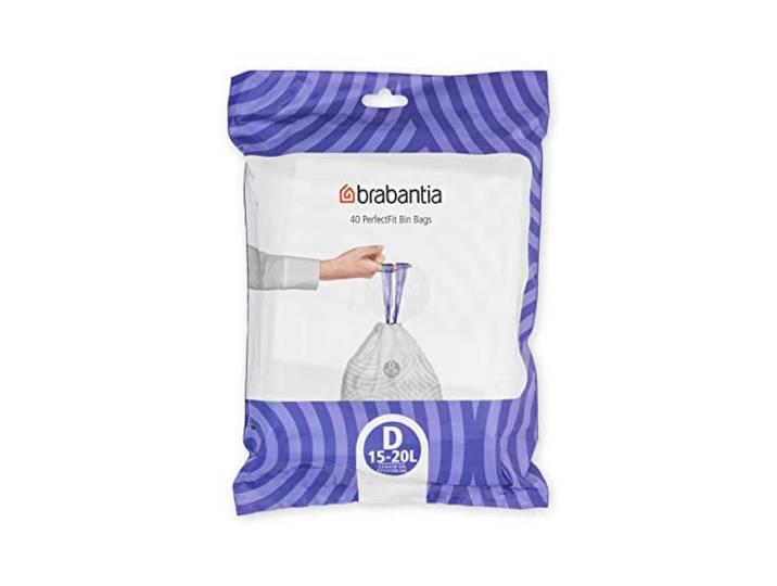 Brabantia PerfectFit Bags, Vuilniszakken, Wit, Code D (15-20L), 40 Stuks