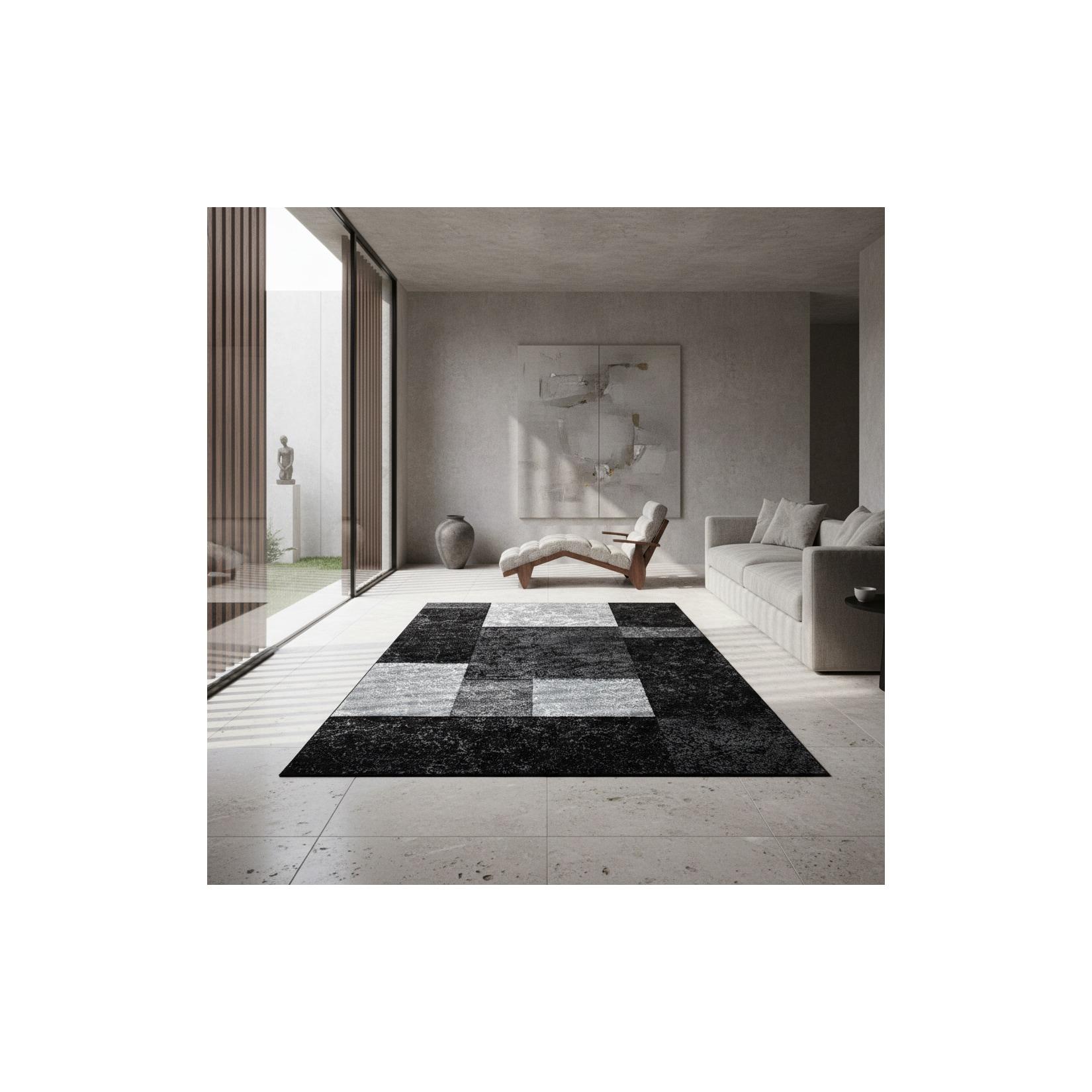 Kurzflorteppich LATEMAR, kariert, Schwarz, 280 x 370 cm